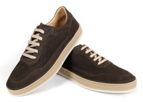 Мъжки обувки Metro Rise от естествен велур в тъмно кафяв цвят с перфорация