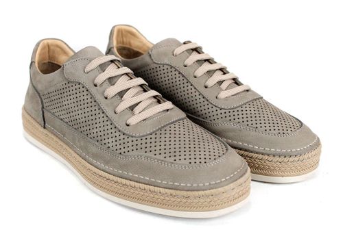 Мъжки обувки Metro Rise от естествен набук в сив цвят с перфорация