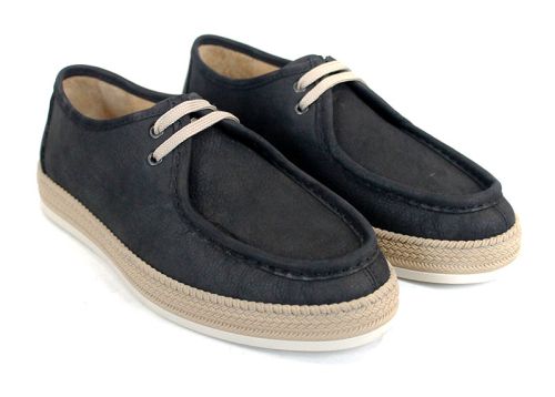 Мъжки мокасини City Mark от естествен набук в черен цвят