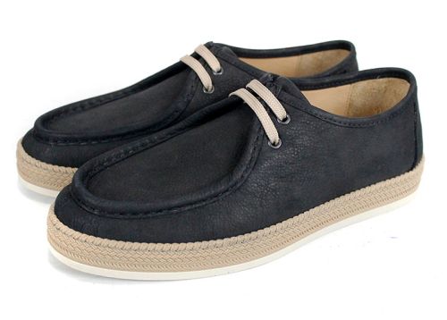 Мъжки мокасини City Mark от естествен набук в черен цвят