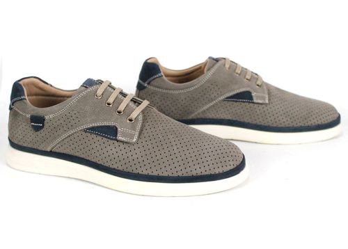 Мъжки обувки Urban Crest от естествен набук в сиво визонен цвят с тъмносини детайли