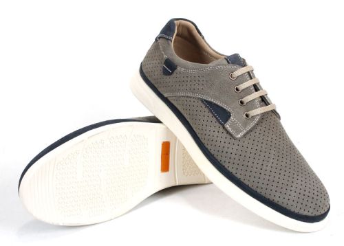 Мъжки обувки Urban Crest от естествен набук в сиво визонен цвят с тъмносини детайли