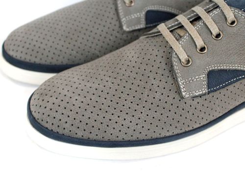 Мъжки обувки Urban Crest от естествен набук в сиво визонен цвят с тъмносини детайли