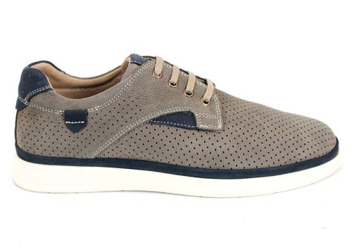 Мъжки обувки Urban Crest от естествен набук в сиво визонен цвят с тъмносини детайли