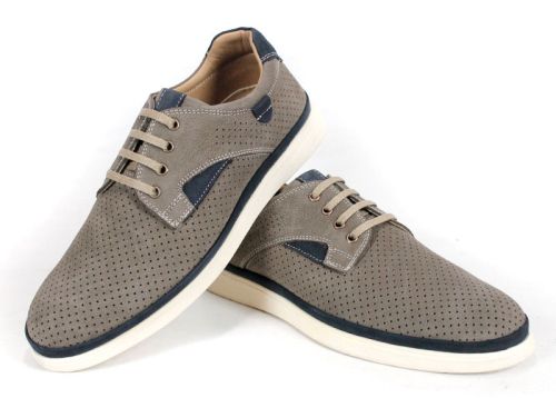 Мъжки обувки Urban Crest от естествен набук в сиво визонен цвят с тъмносини детайли