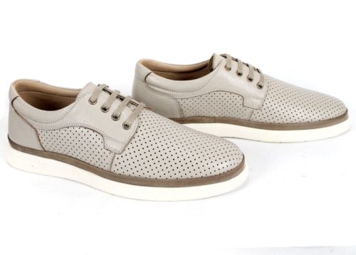 Мъжки обувки Axis Daily от естествена кожа в бежов цвят с перфорация