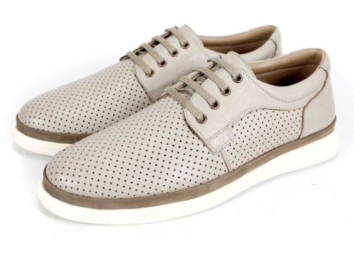 Мъжки обувки Axis Daily от естествена кожа в бежов цвят с перфорация