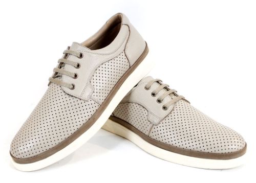 Мъжки обувки Axis Daily от естествена кожа в бежов цвят с перфорация