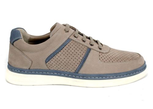 Мъжки летни обувки Verno Axis от естествен набук в визонен цвят със сини елементи и перфорация