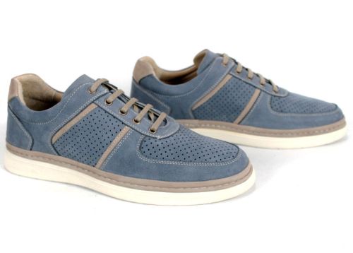 Мъжки летни обувки Verno Axis Denim от естествен набук в дънково син цвят с перфорация