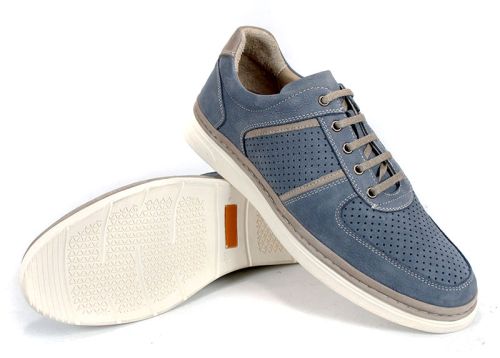 Мъжки летни обувки Verno Axis Denim от естествен набук в дънково син цвят с перфорация