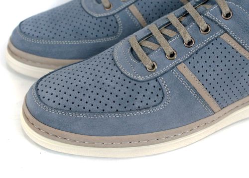 Мъжки летни обувки Verno Axis Denim от естествен набук в дънково син цвят с перфорация