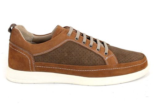 Мъжки летни обувки Northway от естествен кафяв набук в два нюанса с перфорация