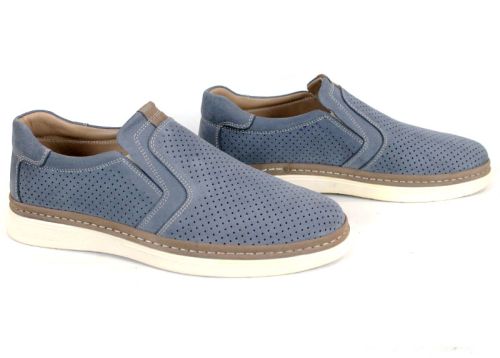 Мъжки летни обувки без връзки от естествен набук дънково син Canto Flex