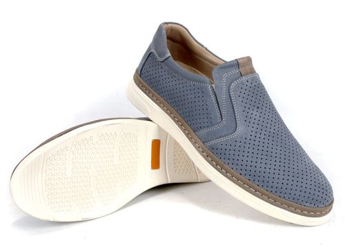 Мъжки летни обувки без връзки от естествен набук дънково син Canto Flex