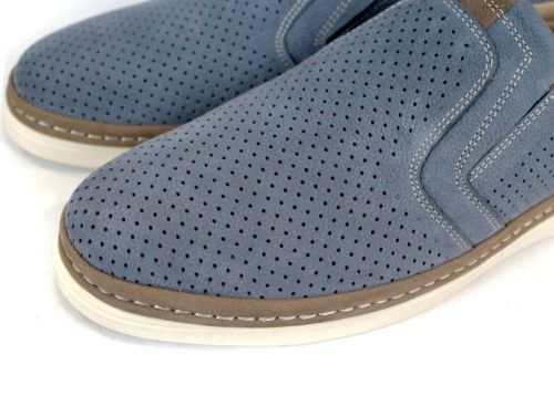 Мъжки летни обувки без връзки от естествен набук дънково син Canto Flex