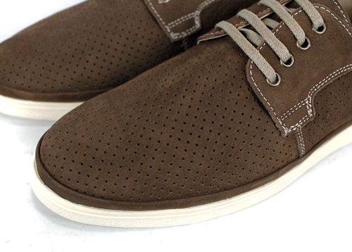 Мъжки летни обувки Aero Walk от естествен тъмно кафяв набук с перфорация