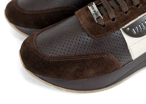 Дамски сникърси Linea Vibe от естествена кожа и велур в тъмно кафяво