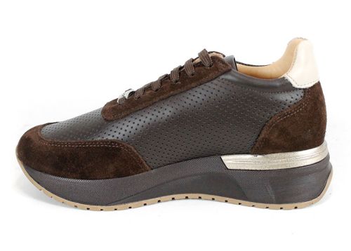 Дамски сникърси Linea Vibe от естествена кожа и велур в тъмно кафяво