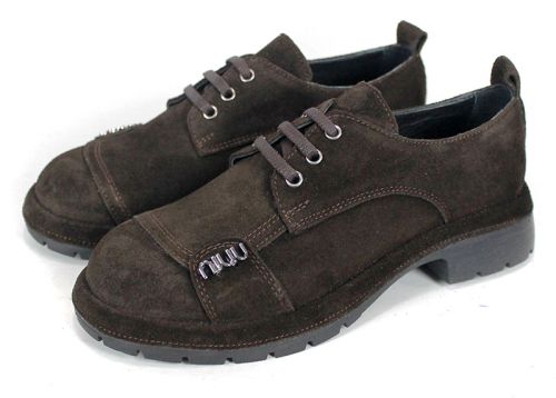 Дамски обувки Alma Walk от естествен тъмно кафяв велур с олекотено ходило