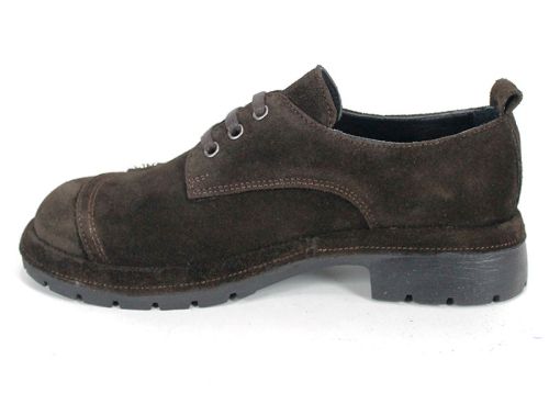 Дамски обувки Alma Walk от естествен тъмно кафяв велур с олекотено ходило