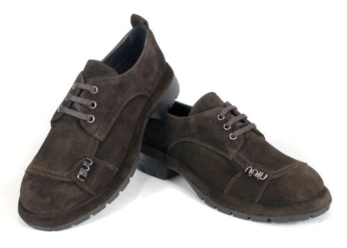 Дамски обувки Alma Walk от естествен тъмно кафяв велур с олекотено ходило