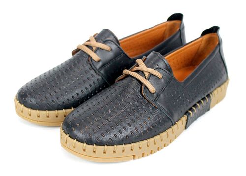 Дамски летни обувки Metro Walk от естествена кожа с перфорация и шито каучуково ходило