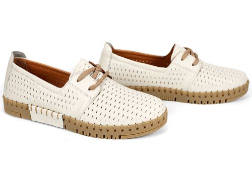 Дамски летни обувки Metro Walk от бежова естествена кожа с перфорация