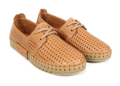 Metro Walk – дамски ежедневни летни обувки от естествена кожа, светло кафяви