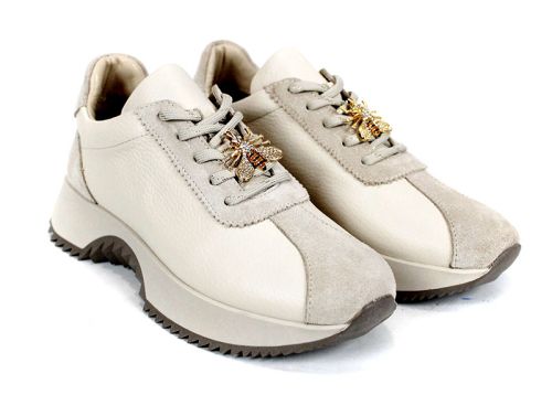 Breeze Line – дамски сникърси от естествена кожа и велур в бежово