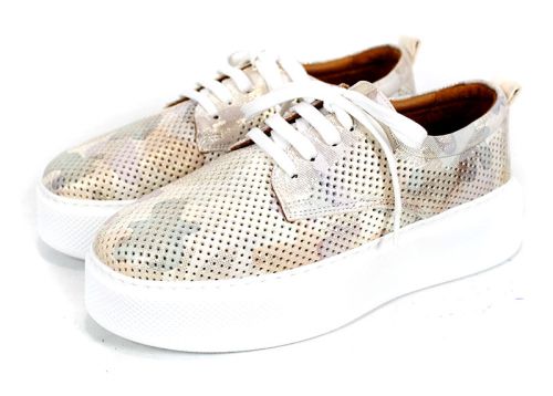 Aira Calm – дамски летни обувки от естествена кожа с бежов камуфлаж