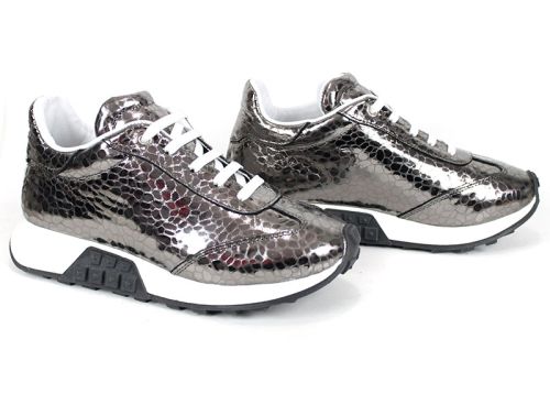 Дамски сникърси Sunny Pace от естествена кожа в платинено