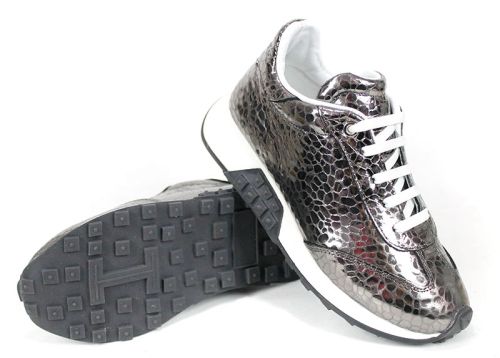 Платинени дамски сникърси от естествена кожа – Sunny Pace