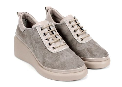 Дамски меки обувки Linea Ease от естествен визон велур и кожа