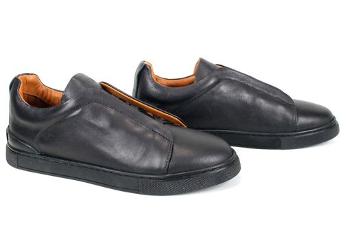 Мъжки обувки Modo Plain от естествена кожа в черно – изглед отпред