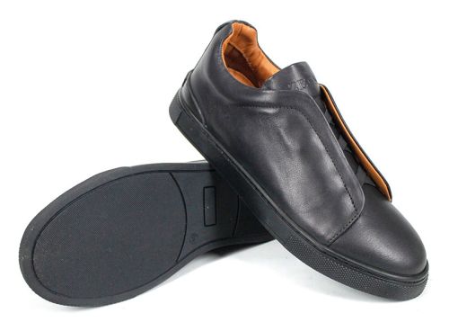 Черни мъжки ежедневни обувки без връзки с ластици – Modo Plain