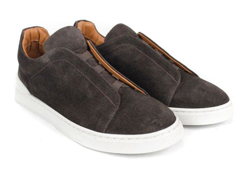 Modo Plain – мъжки ежедневни обувки от естествен велур в тъмно кафяво с бяло ходило