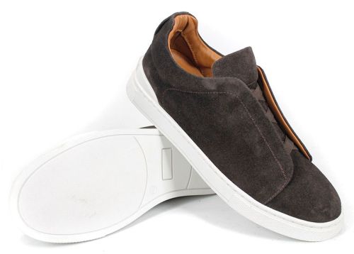 Modo Plain – мъжки ежедневни обувки от естествен велур в тъмно кафяво с бяло ходило