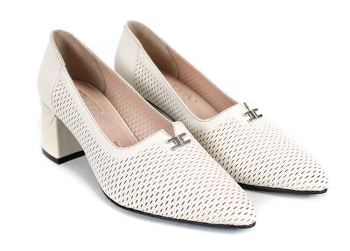 Civella – дамски летни официални обувки от естествена кожа с перфорация