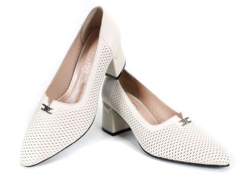 Civella – дамски летни официални обувки от естествена кожа с перфорация