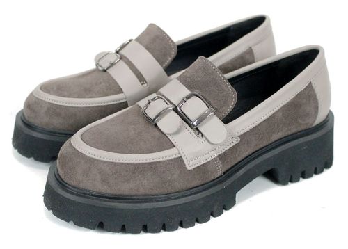 дамски лоуфъри естествен велур и кожа визон Elara Form