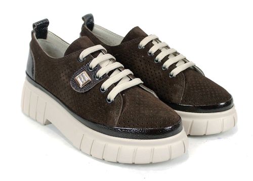 Nova Grace – дамски летни обувки от естествен велур в тъмно кафяво