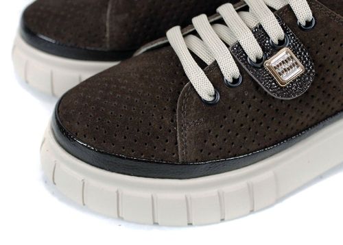 Nova Grace – дамски летни обувки от естествен велур в тъмно кафяво