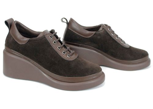 дамски обувки естествен велур тъмно кафяв Linea Ease