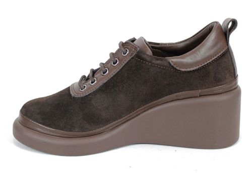 дамски обувки естествен велур тъмно кафяв Linea Ease