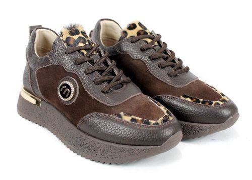 Vela Form – дамски модни сникърси от естествена кожа и велур в кафяво