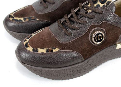 Vela Form – дамски модни сникърси от естествена кожа и велур в кафяво