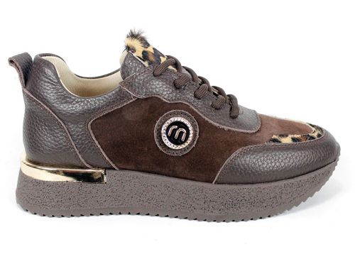 Vela Form – дамски модни сникърси от естествена кожа и велур в кафяво