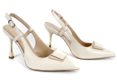 дамски елегантни сандали Velora Muse крем естествена кожа