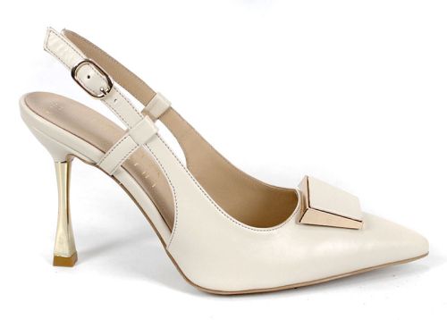 Velora Muse – дамски елегантни сандали със затворени пръсти от естествена кожа в цвят крем